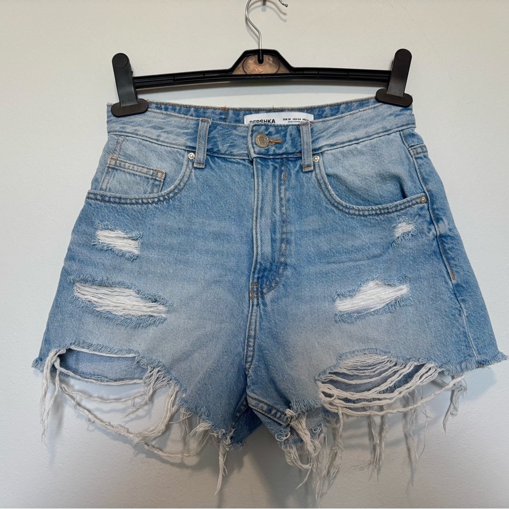 Bershka Distressed Denim Shorts